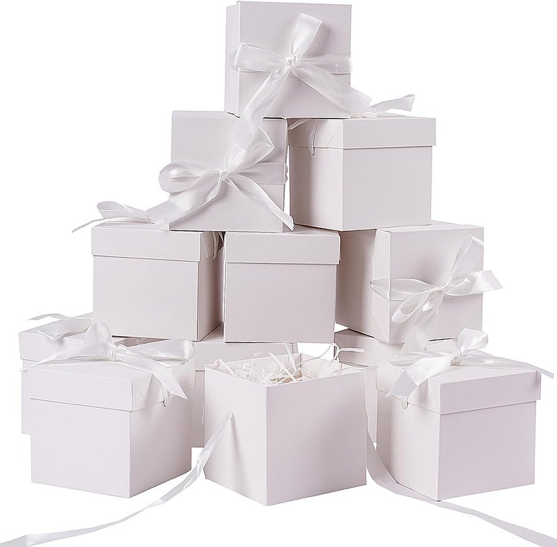 Elephantpackage 12Pack Small Gift Boxes with Lids, White Gift Boxes with Ribbon for Birthday, Present Packing, Party Favor, Candle Boxes, Treat Boxes, Wedding. - Image 1